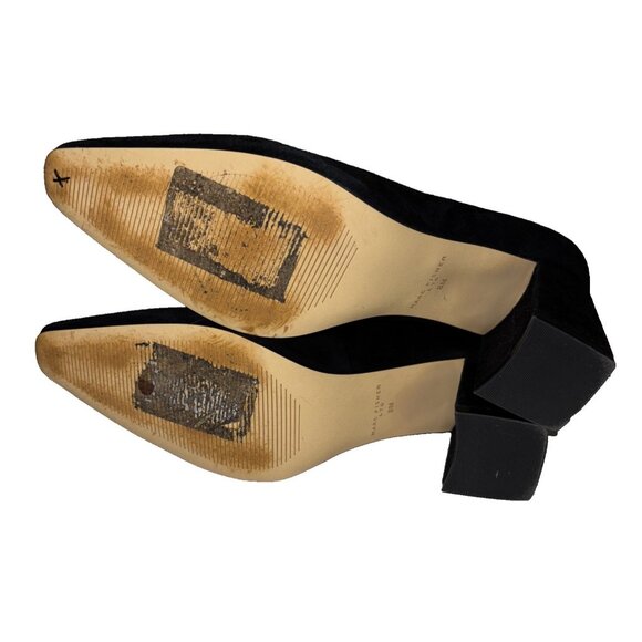 MARC FISHER LTD Pointed Toe Block Heels Pumps Black Suede Women's Size 8 Preppy - Picture 11 of 12